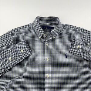 Ralph Lauren Gingham Button Down Shirt Navy Green Check Preppy Mens M